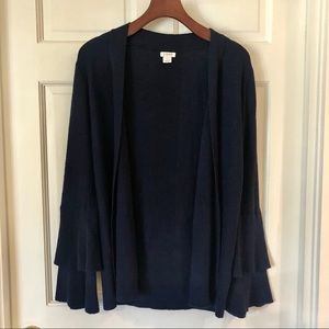J. Crew | Navy Tiered Ruffle-Sleeve Cardigan